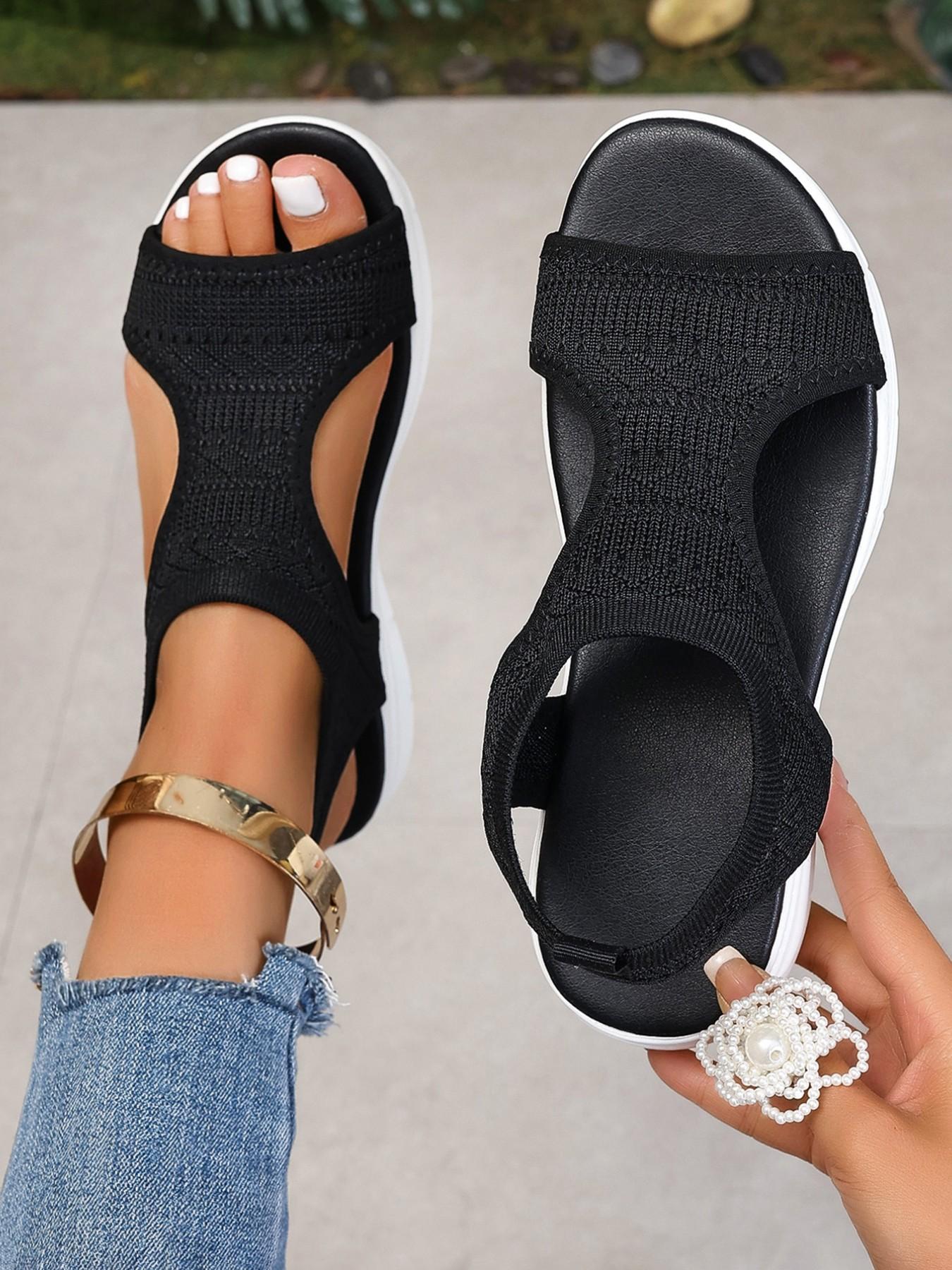 Women's Breathable Hollow Out Knit Sandals, Lightweight Comfortable Casual Shoes for Daily Wear, Stylish Design for Women