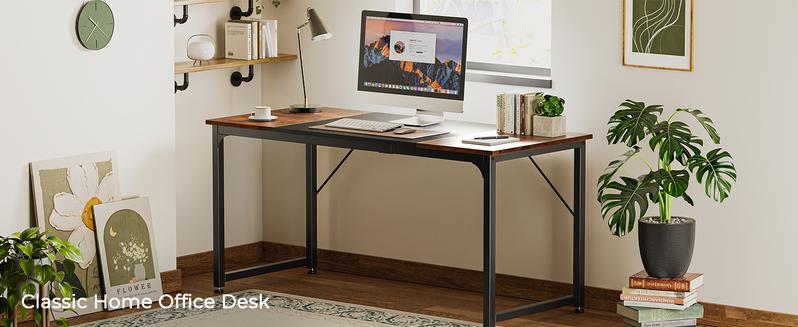 Huuger Computer Desk, Office Desk, Gaming Desk with Storage, Writing Desk Work Desk for Home Office, Study, Modern Simple Desk, Large Legroom, Metal Frame