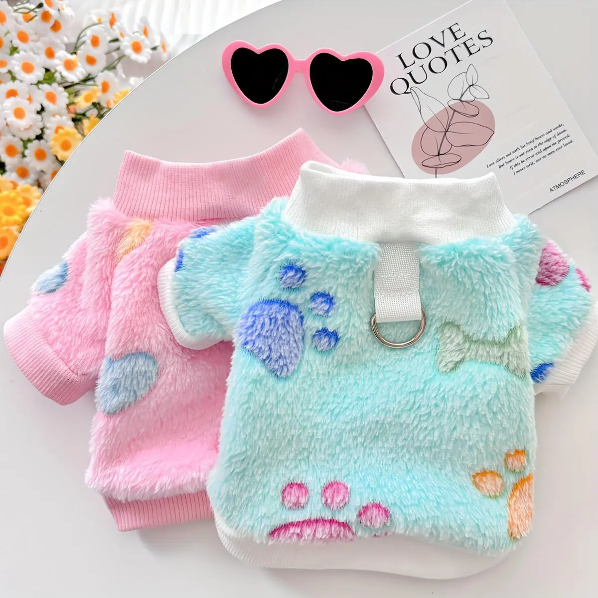 Pink Heart Print Pet Sweater - Cozy Wear for Dogs & Cats, Pet Fashion Accessory