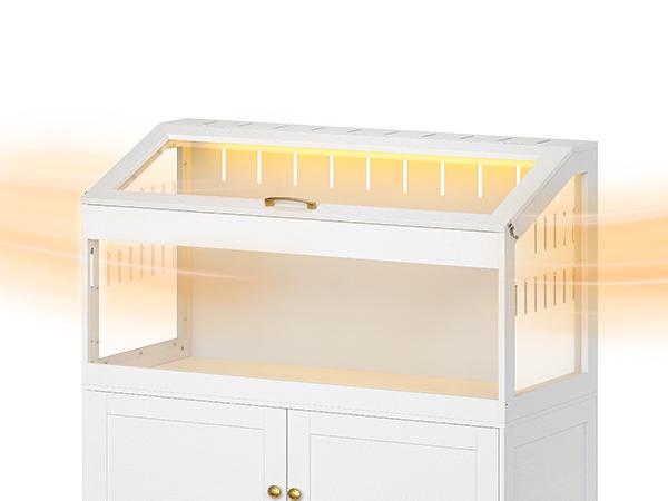 HOOBRO Large Hamster Cage, Small Animal Cage with Storage Cabinet and Led Light Strip, Acrylic Guinea Pig Cage with Flip-Top Lid, Easy to Clean, 39.4" x 18.9" x 42.5", White #SummerVibes