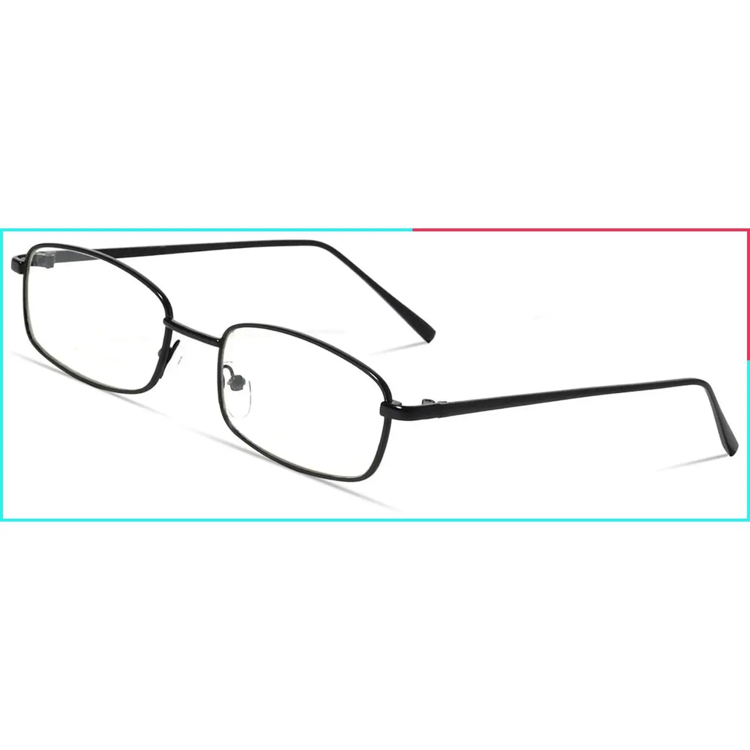 Small Rectangle Glasses for Women - Y2K 90s Retro Tiny Clear Lens Fake Eyeglasses, Lightweight Metal Frame, Small Face Fit, Gold Silver Black