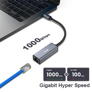 BENFEI Network Adapter HUB with USB-C to Ethernet RJ45 Gigabit Ethernet LAN Thunderbolt 3/4