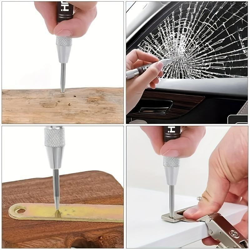 Automatic Center Punch with 1 Replacement Tip, 1 Count Adjustable Center Hole Punch Marker, Spring Loaded Drill Center Hole Punch, Adjustable Mechanism, Specialty Hand Tools