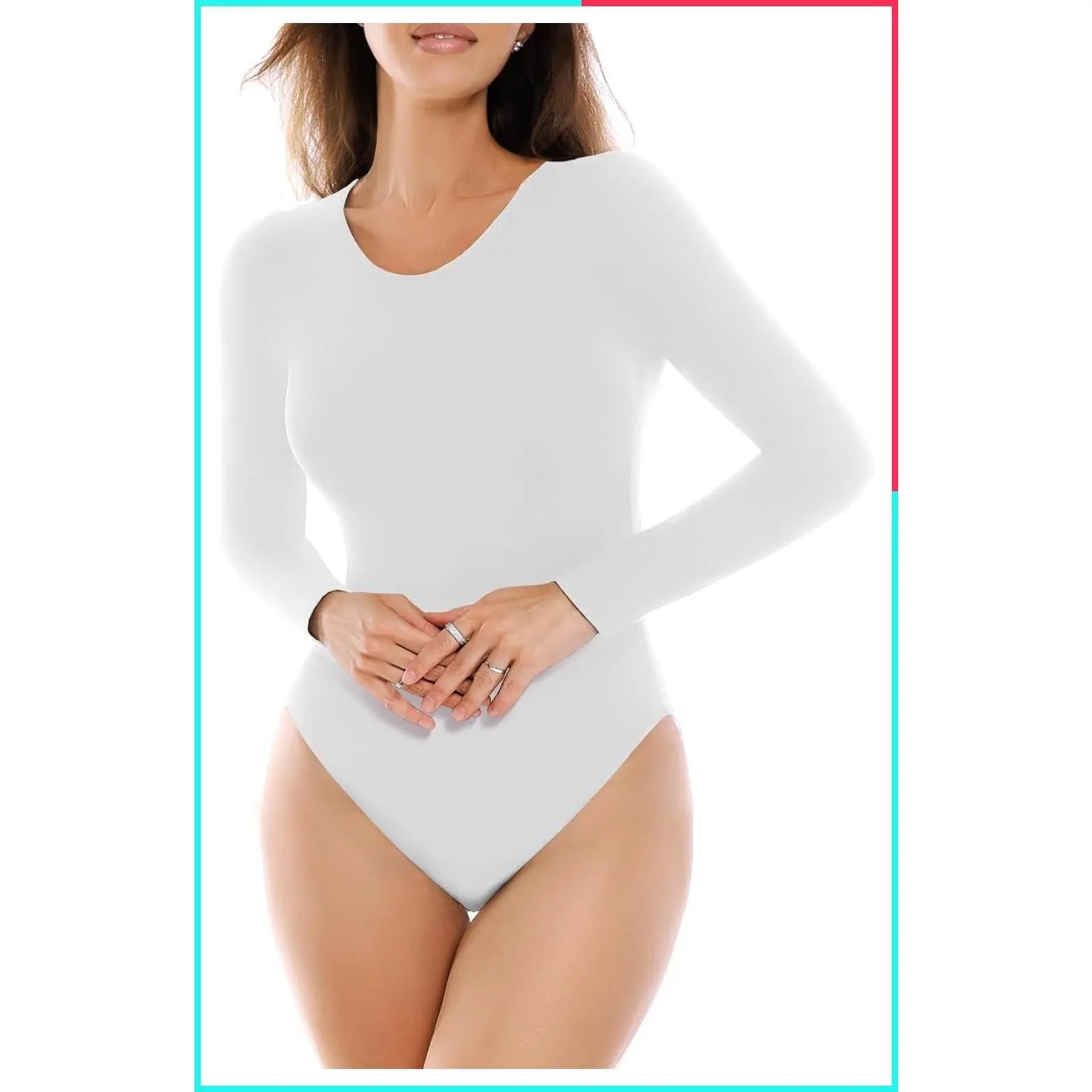 Women's Long Sleeve Crew Neck Basic Bodysuit Top with Snap Crotch, Stretchy Fabric, Fall 2026 Outfit Leotard