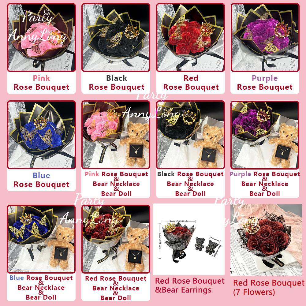 Glitter Rose Bouquet, 1 Count Eternal Artificial Rose Bouquet with No Assembly Required, Romantic Valentine's Day, Wedding, Anniversary and Engagement Gift, Glitter Rose Birthday and Christmas Gift, Artificial Roses Bouquet #TOP PICKS