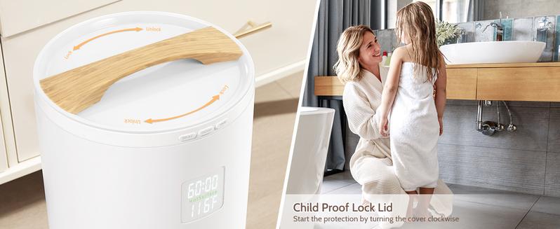 Keenray Towel Warmer for Bathroom, Luxury Towel Warmer Bucket with Timer, LED Display for Time and Temperature, Delay Time Up to 24 Hours, Child Lock, Hot Towel Heater, Gifts for Mom,Dad,Him,Her, Grey