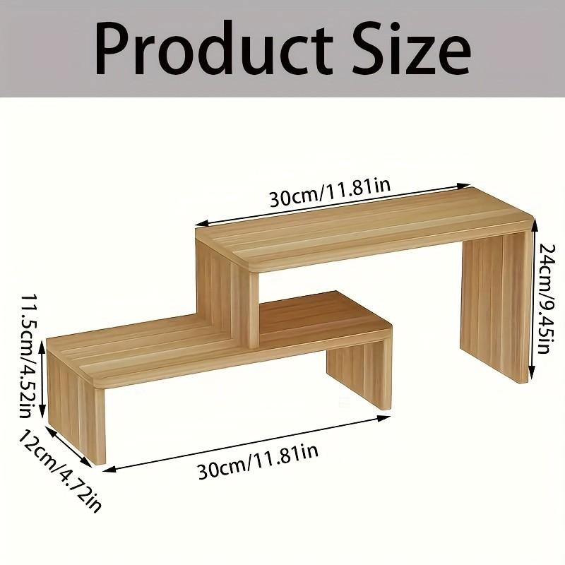 Multifunctional Adjustable Wooden Desktop Storage Rack Organizer, Perfect for Desk Office Living Room, Wood Color
