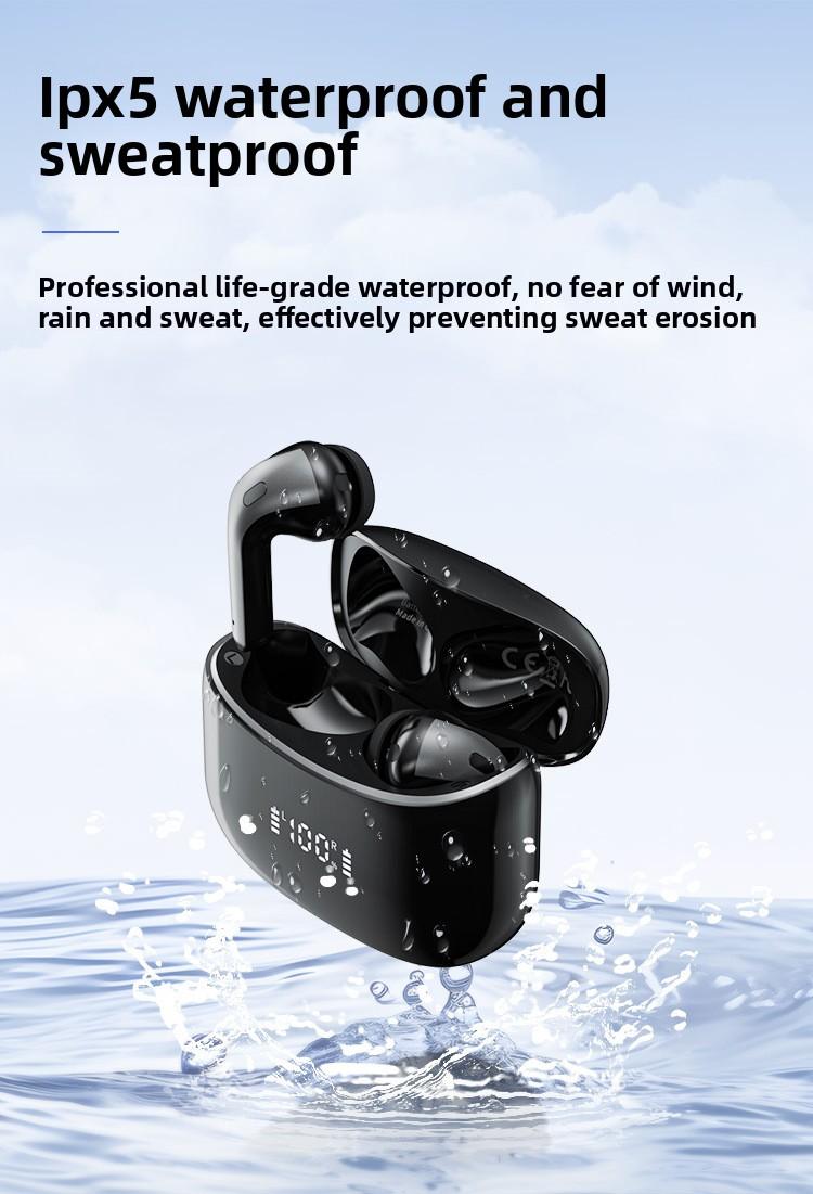 Digital in-ear noise reduction wireless headset Bluetooth link Deep Bass Stereo Earbuds stable fit ip7 waterproof