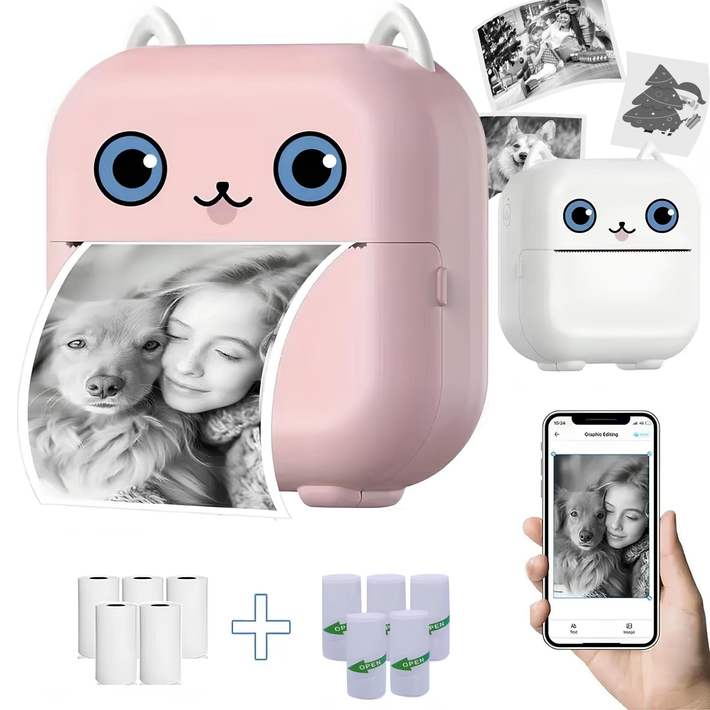 Portable Mini Printer, 1 Box Portable Photo Printer with Print Paper & Photo Sticker & Photo Corner Sticker, Bluetooth-compatible Label Printer for iOS & Android, Portable Handheld Printer