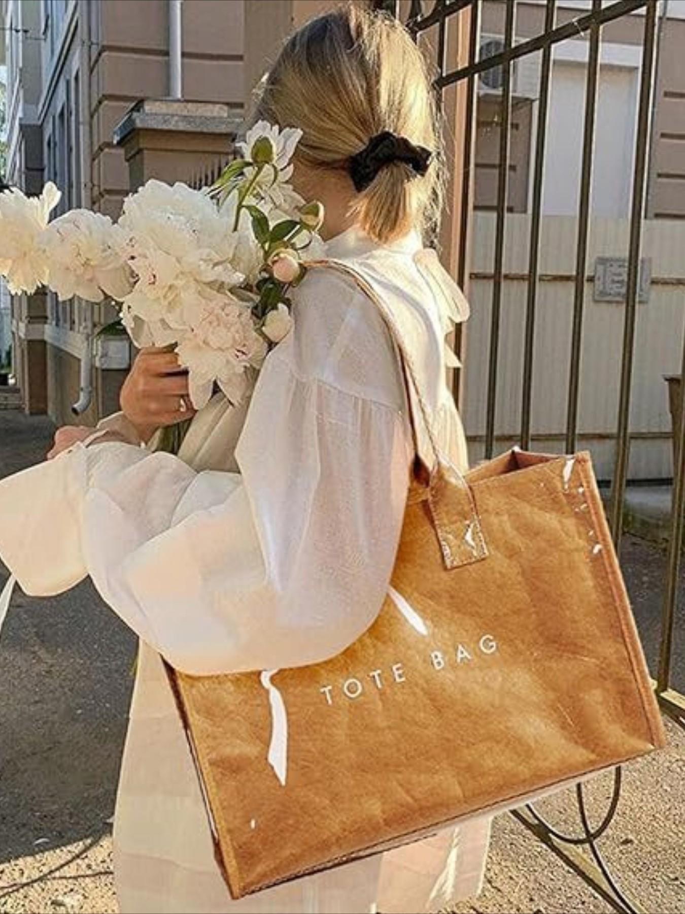 Vintage Dupont Letter Tote Bag, Casual Versatile Handbag, Minimalist Transparent Commute Backpack, Large Capacity Women's Bag