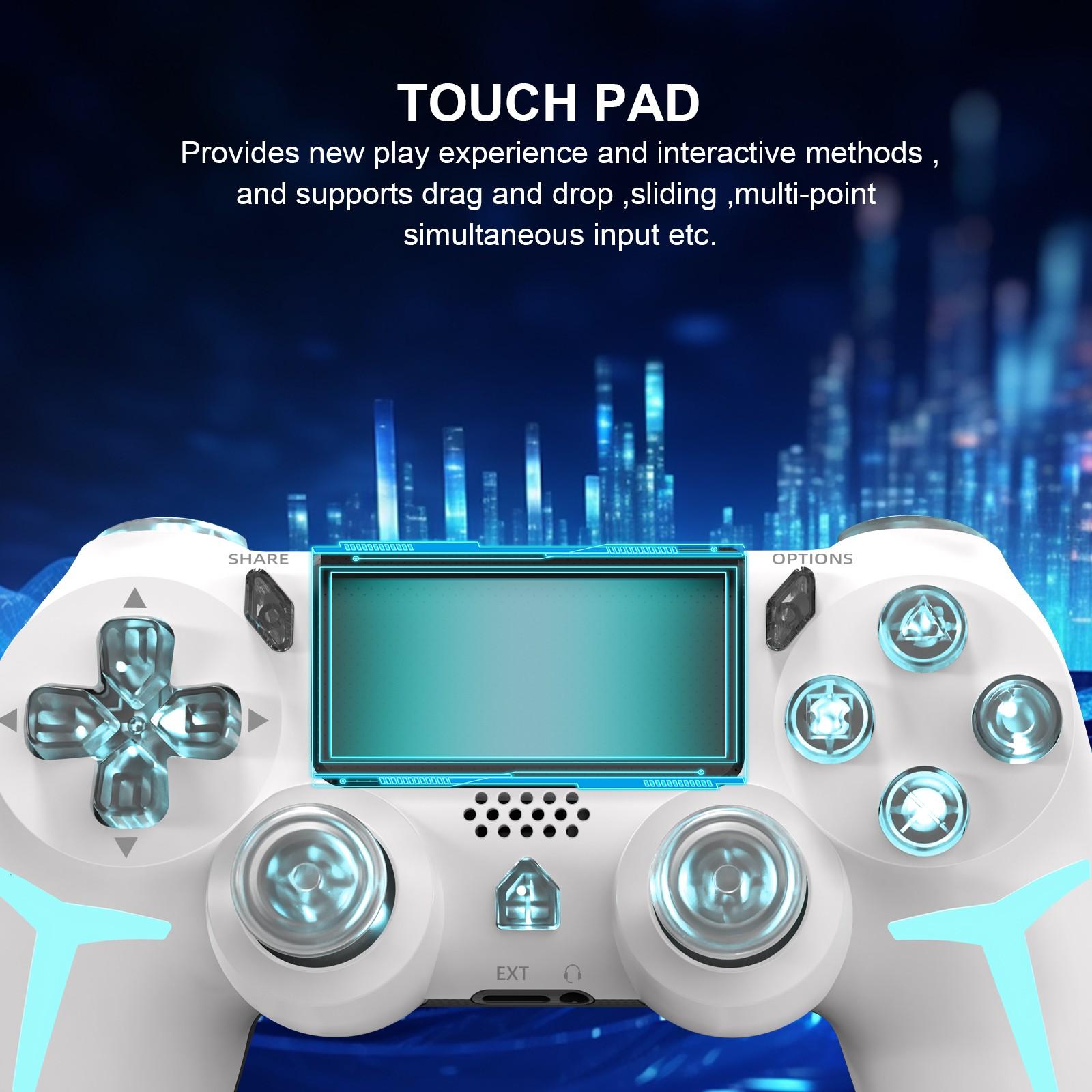 Wireless RGB Gaming Controller with Tri-Color Lighting Compatible with PS4, PS3, and PC RGB Lighting, LED Bluetooth Gaming Controller Six-Axis Gyroscope, Dual Vibration Feedback