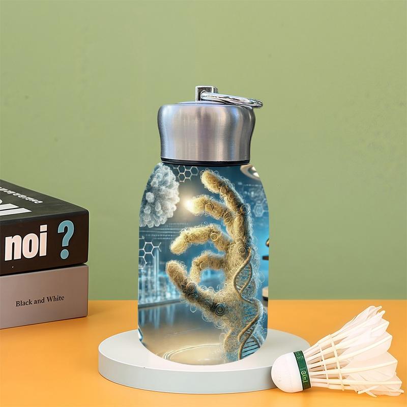 1pc 10.5oz Stainless Steel Tumbler - Leak-Proof, Insulated, Reusable, Hand Wash Only, DNA Hand of Creation Biotech Design, Ideal for Office, Camping or Holidays, Perfect Holiday Gift Item, Durable Drinkware, Office Essentials