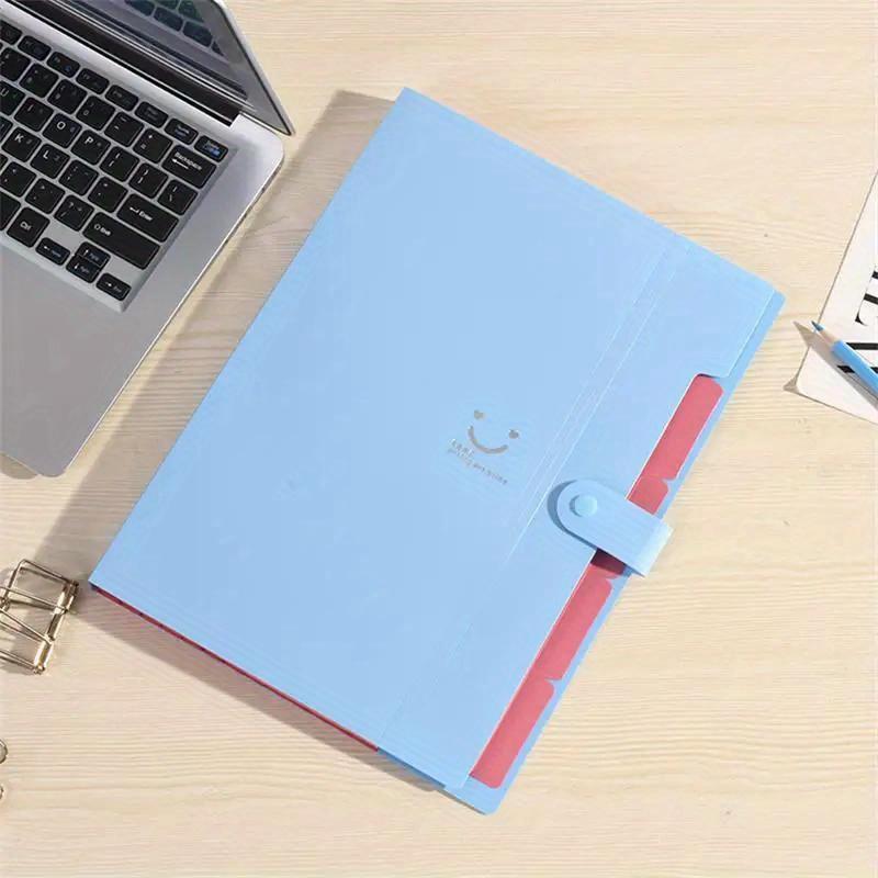 1pc Blue A4 File Folder Multi Layer Storage Bag Student Test Paper Desktop Organizing Tool School Stationery Office Folder