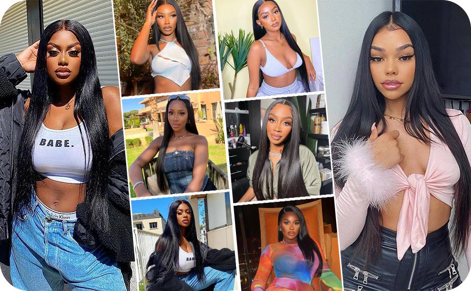 Bling Hair Pre Plucked Pre Cut 5x5 Lace Closure Wig Bleach Knot Straight Glueless Human Hair Wigs 180% Density 3 Seconds To Wear For Beginners 30 Inch