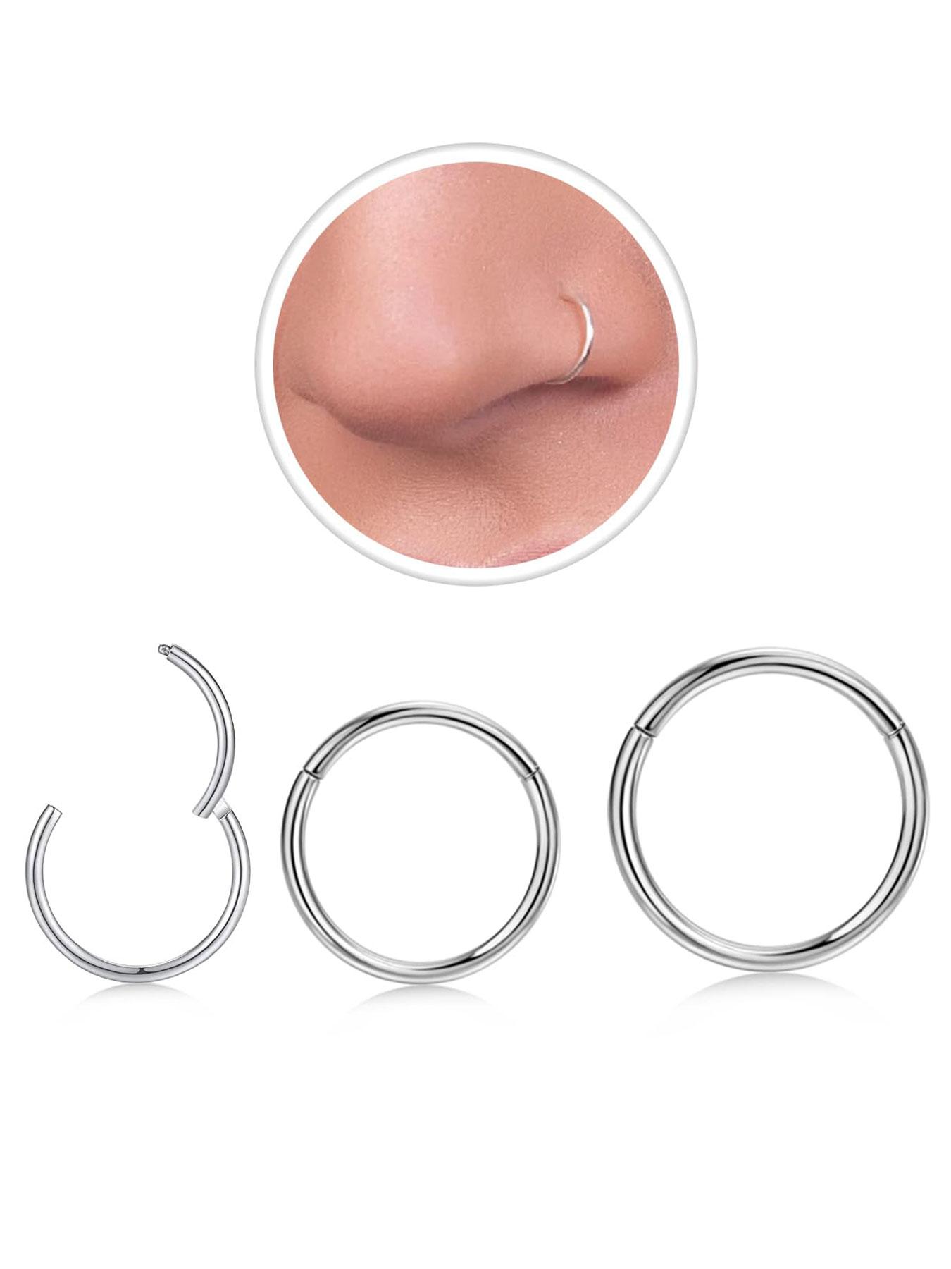 Minimalist Plain Color Nose Ring, Spiral Nose Ring, Stainless Steel Nose Ring, Lip Ring, for Helix Cartilage Conch Rook Piercing Jewelry