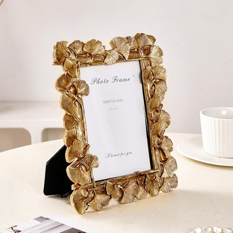 Elegant European Vintage Maple Leaf Frame, Versatile Horizontal & Vertical Use, Includes Random Inner Paper, Perfect Home Decor, Gold Plated Frame