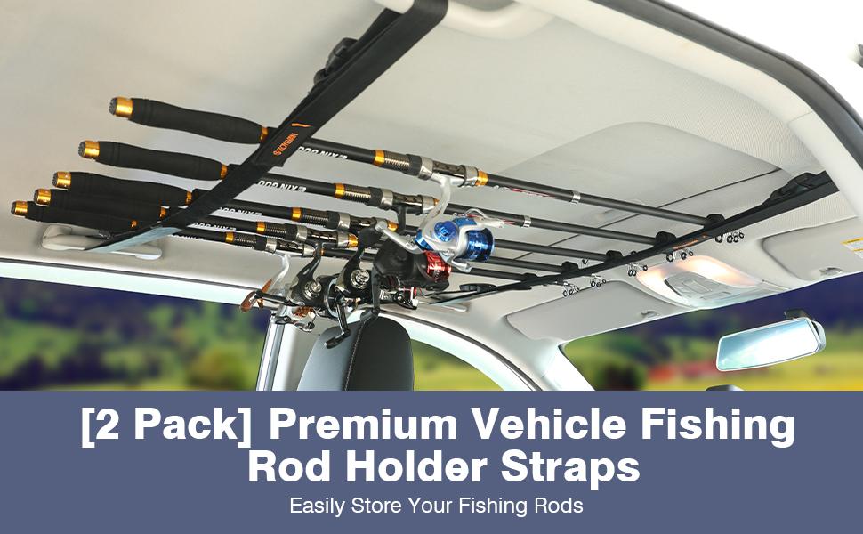 MOKO Vehicle Fishing Rod Holder, Car Fishing Pole Roof Rack Inside, 5 Rod Capacity, Heavy Duty Adjustable 30-54 Inch, Fishing Rod Carrier Fishing Pole Storage Straps for Truck Car SUV Wagons Van MOKO Vehicle Fishing Rod Holder, Car Fishing Pole Roof Rack Inside, 5 Rod Capacity, Heavy Duty Adjustable 30-54 Inch, Fishing Rod Carrier Fishing Pole Storage Straps for Truck Car SUV Wagons Van