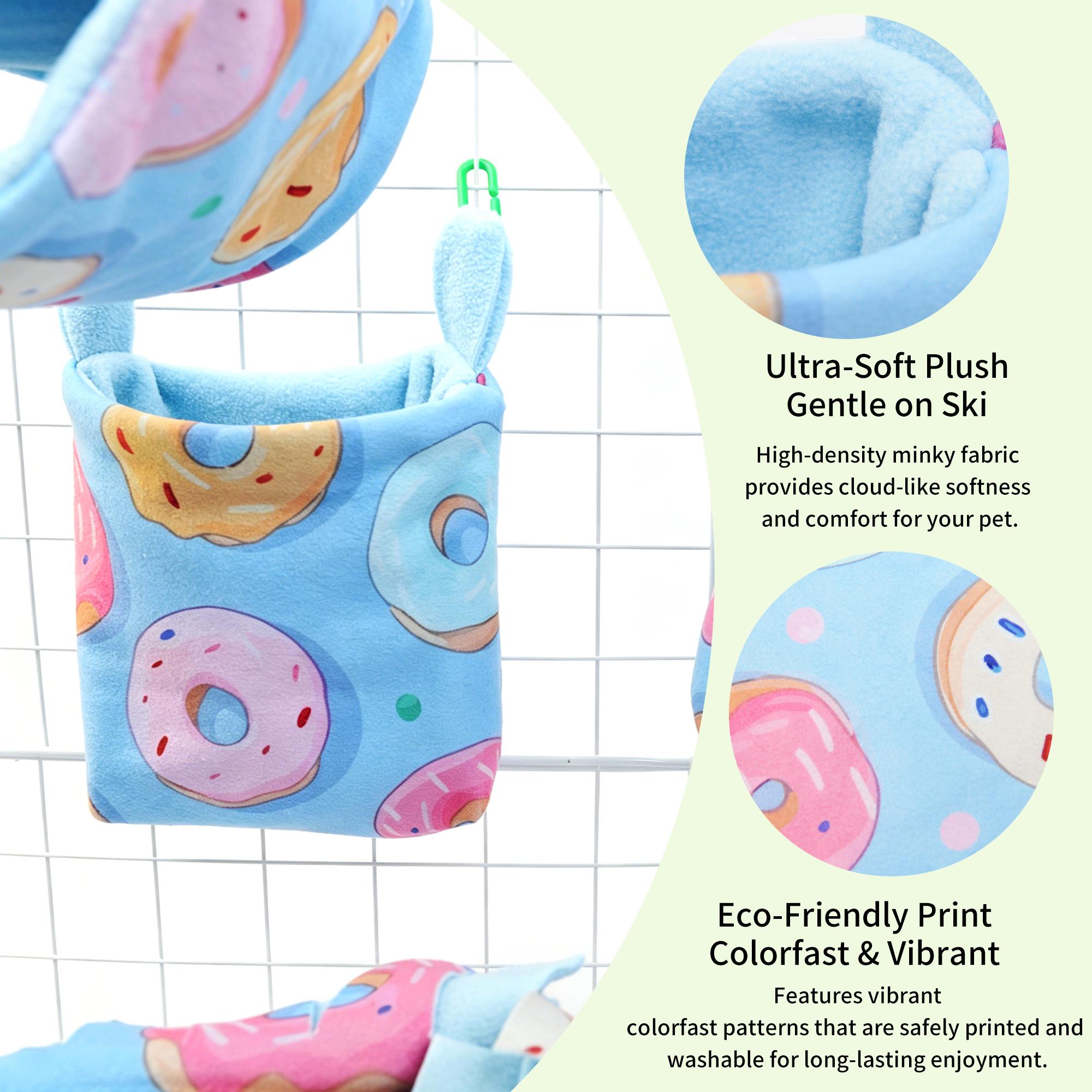 Petaurus Plush Hammock 8-Piece Set, Soft Warm Bird Nest Hanging Bed, Cozy Pet Bed for Flower Branch Mouse, Squirrel, Flying Squirrel, Guinea Pig Condo, Rabbit Bed, Bunny Supplies, Rodent Bed