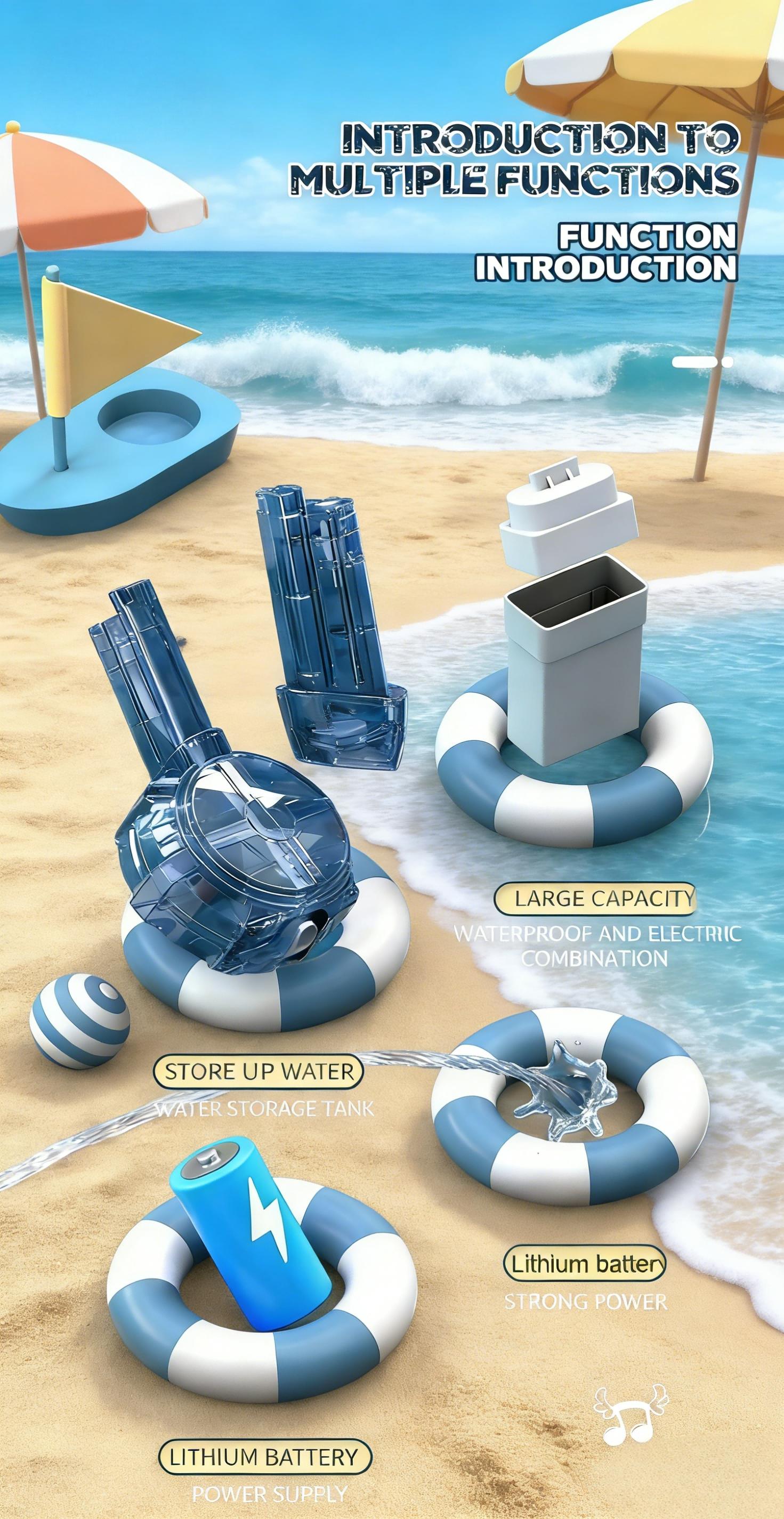 Electric Glock Water Gun, Full-Auto Repeating Water Gun, Large Capacity, Summer Beach Play Toy, Ideal Gift for Kids Who Love Swimming