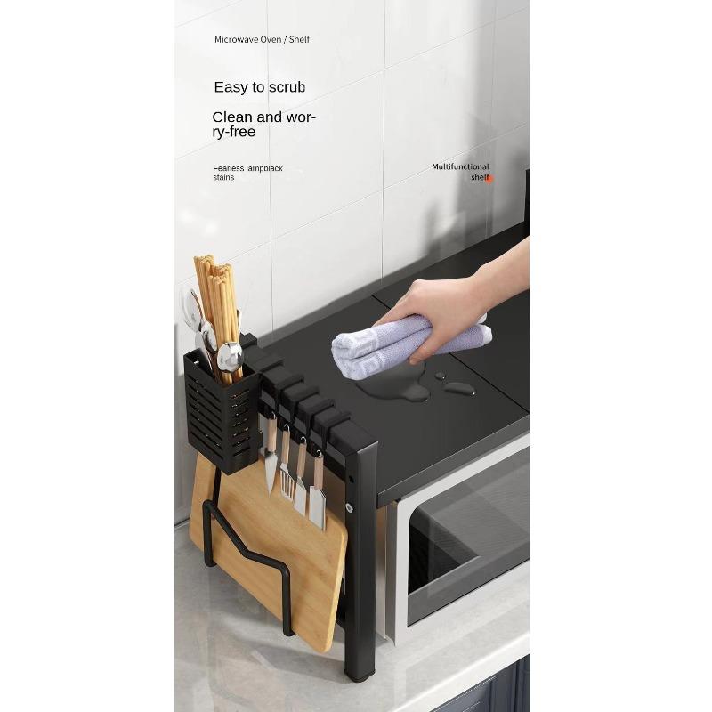 Kitchen storage rack, suitable for microwaves and ovens | Countertop organizer, open storage rack, perfect for storing spices, tableware and cookware, appliance storage rack | Functional kitchen shelf