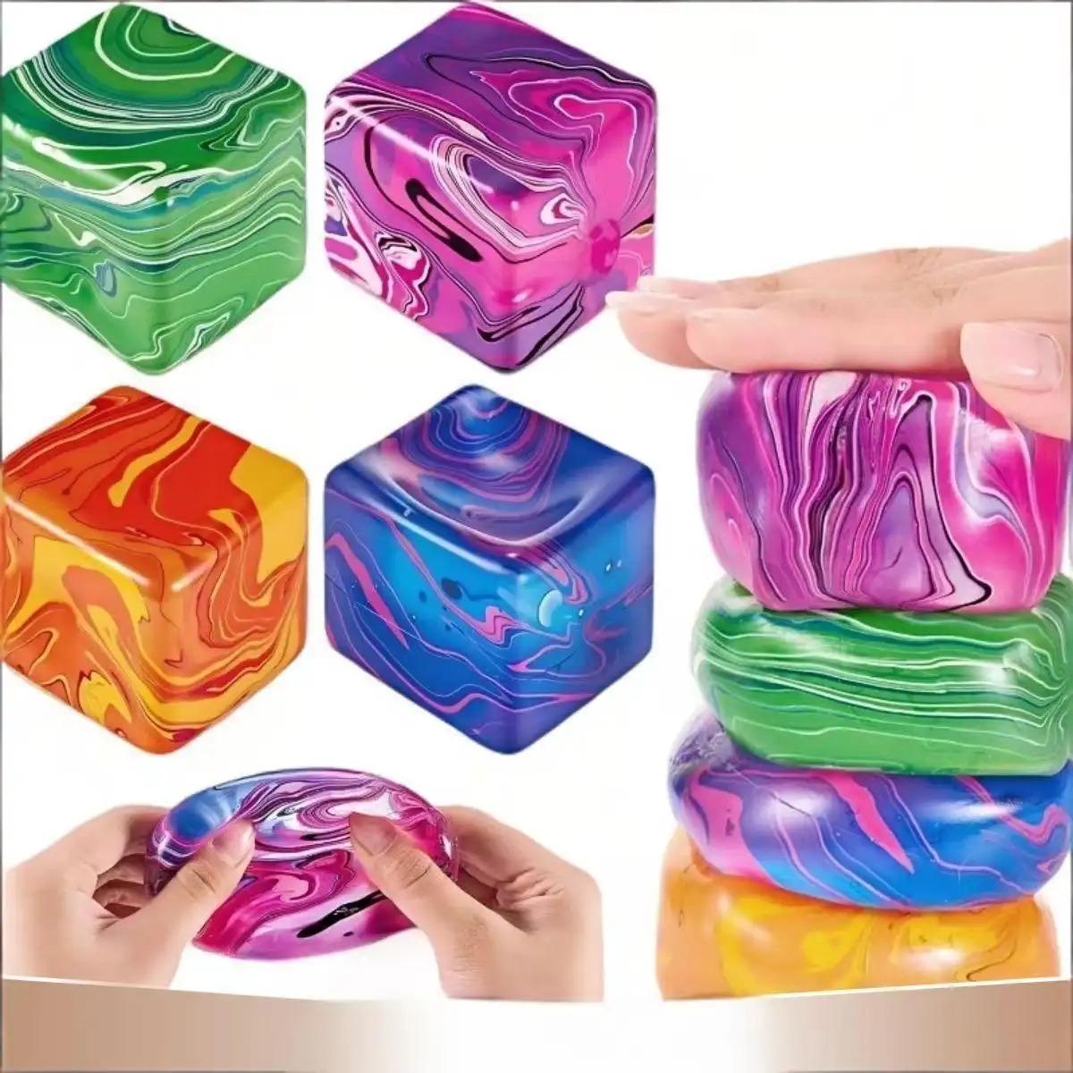 1pc Rotating Squeezing Cube, Gifts Soft Tpr Stress Relief Block, Children's Day Ideal for Adults and Kids Travel Entertainment, Perfect Gift for Pressure Relief #GLOBAL PICKS