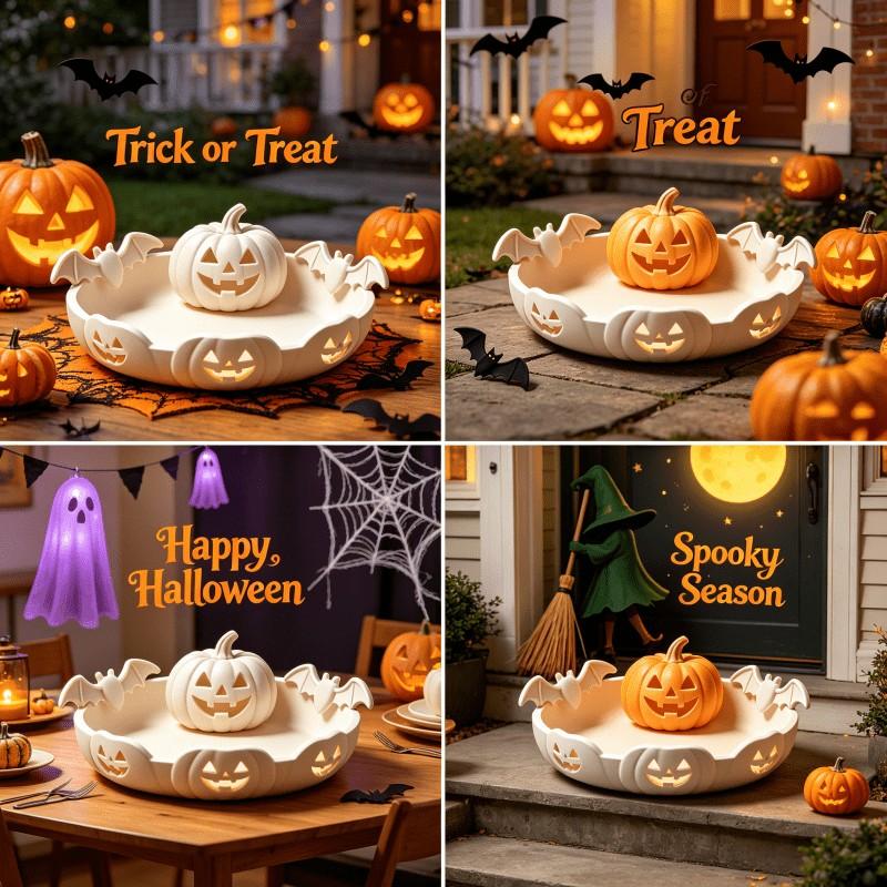 Halloween Pumpkin Bat Jewelry Tray, Gothic Pumpkin Lantern Design, Halloween Candy Bowl, Fall Decor Vanity Accessory, Halloween Gift, Plastic Storage Holder