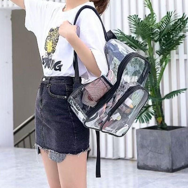 Transparent PVC Waterproof Backpack, Large Capacity School Bag, Travel Backpack for Men and Women, Durable and Lightweight Design