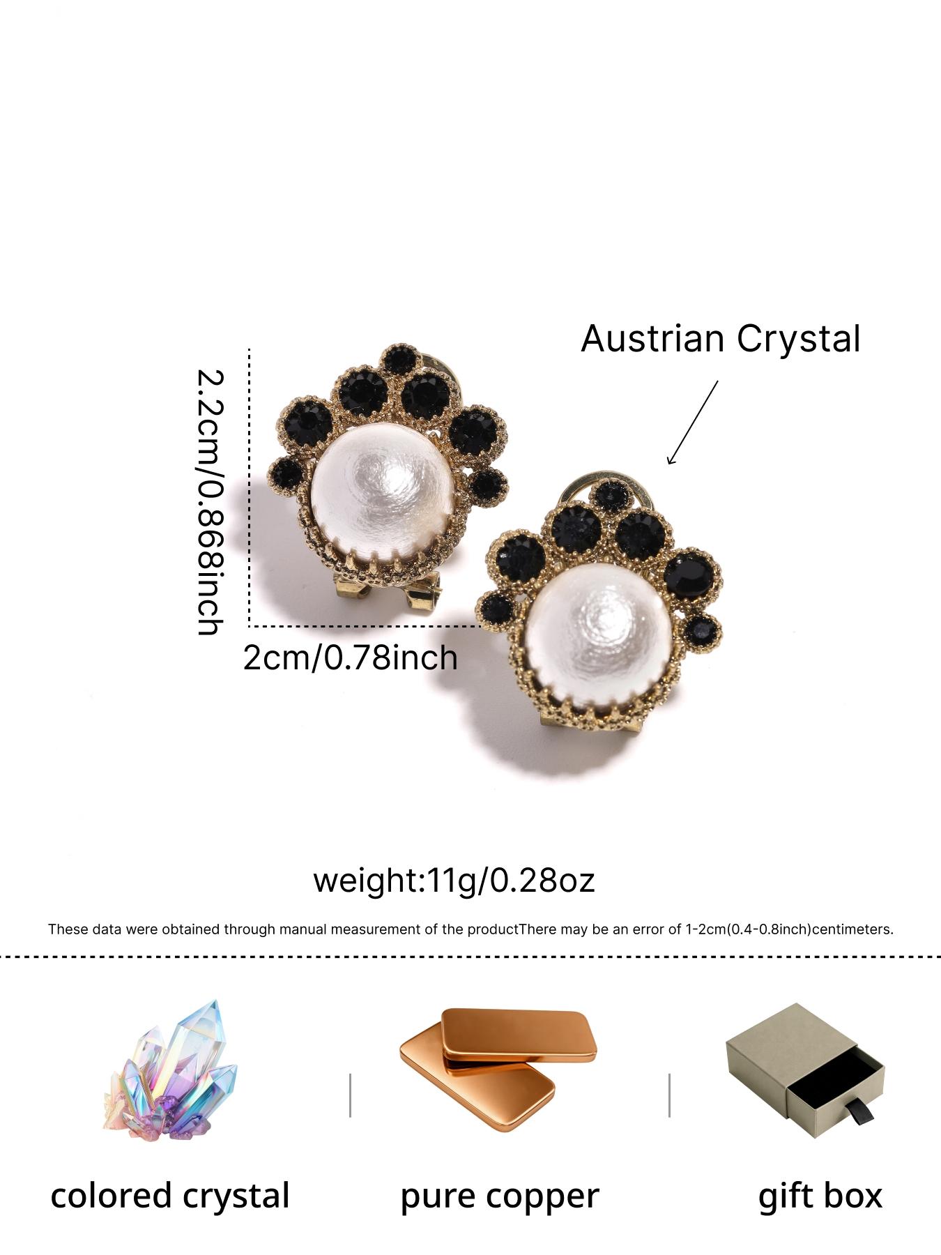 1 pair of retro and elegant pearl studded diamond earrings, suitable for daily commuting, vacation and dating, and also a surprising and exquisite small gift.