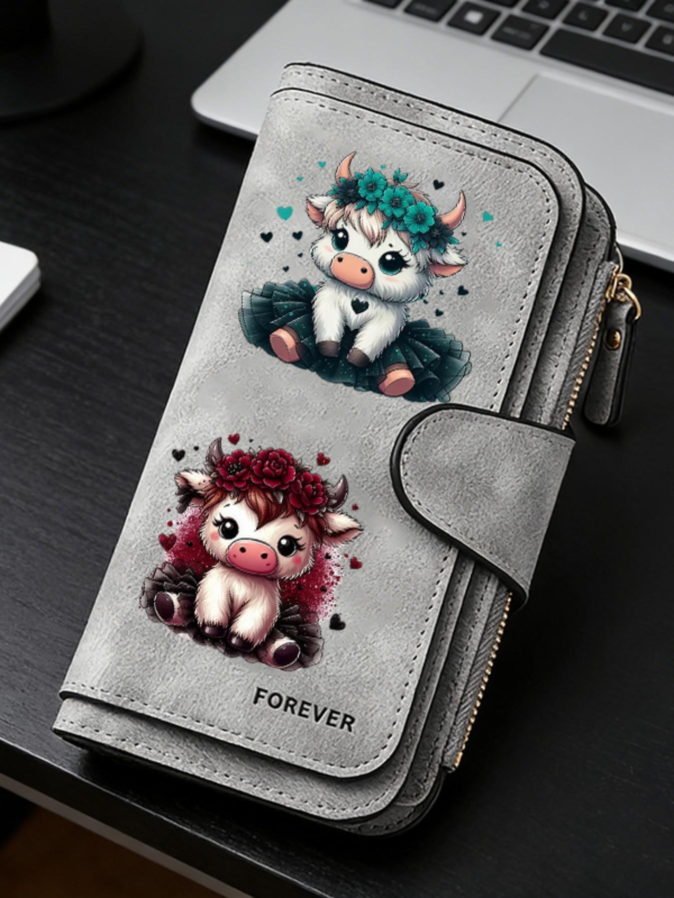 1pc Highland cow Women'S Long Wallet, Multi-Functional Wallet, Portable Snap Closure Coin Purse, Birthday Gift and Daily Commute for lovers, Playful Design, Perfect Holiday Gift, Perfect for Outdoor, Travel, and Family Use4.08PYT-16