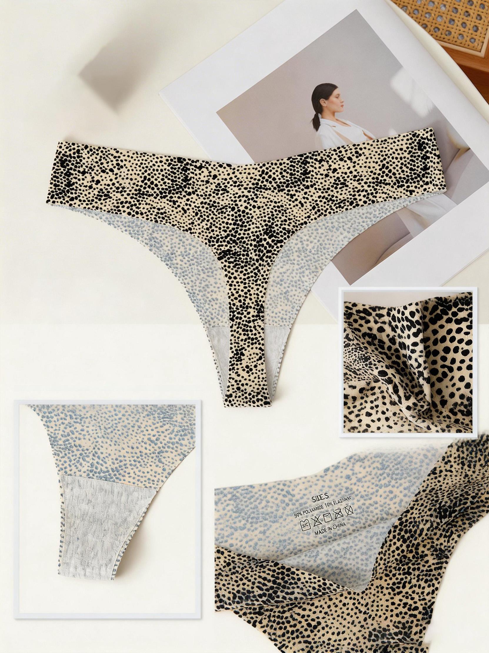 Sexy Leopard Thongs For Women Seamless Printed Ice Silk G-String Breathable Sports Underwear