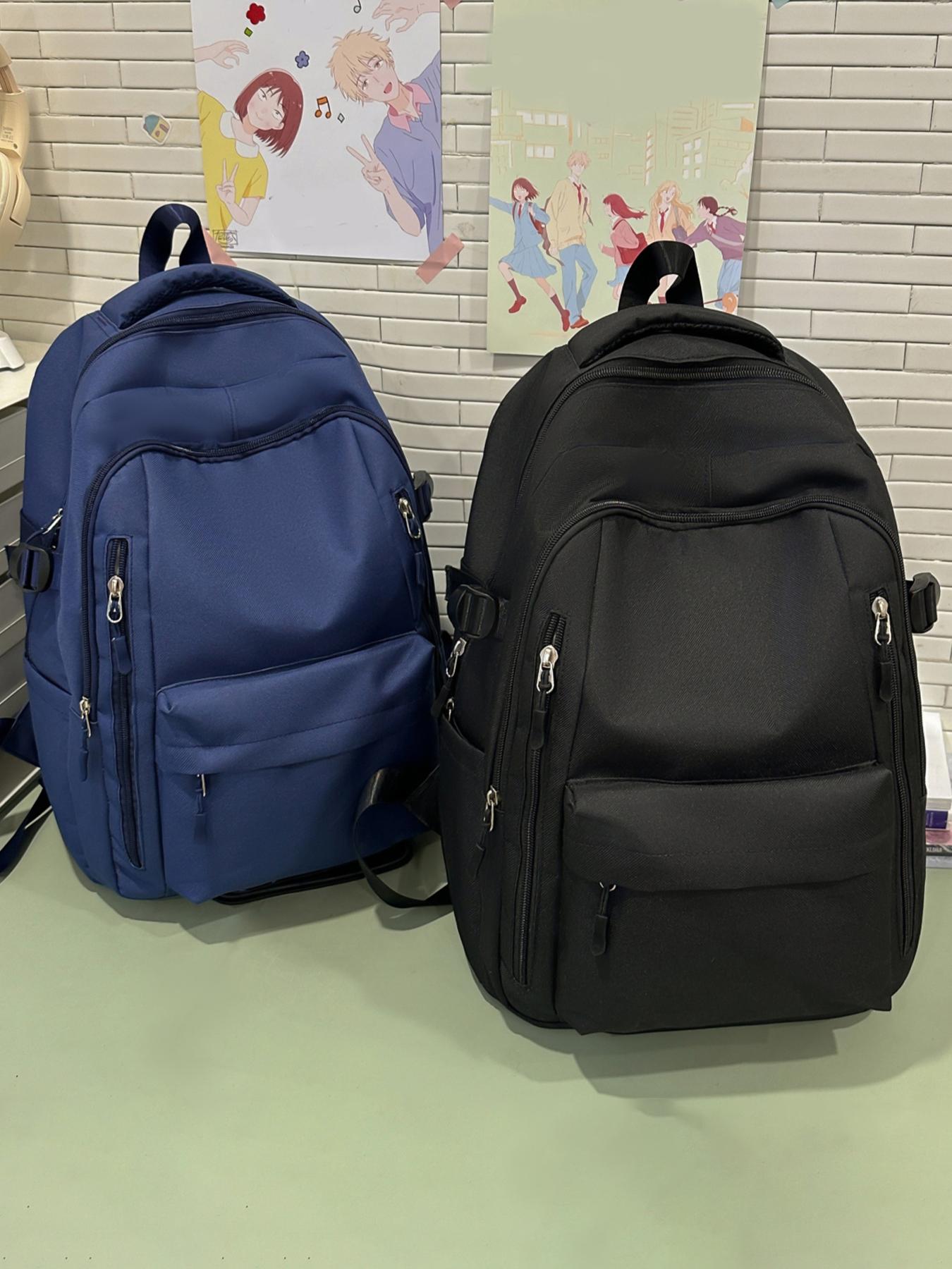 1pc  Women's backpack with solid color and clean color, zipper closure, fashionable and versatile, casual and simple, Durable Backpack, suitable for students to go to school, campus, work, commuting, shopping, women's backpack