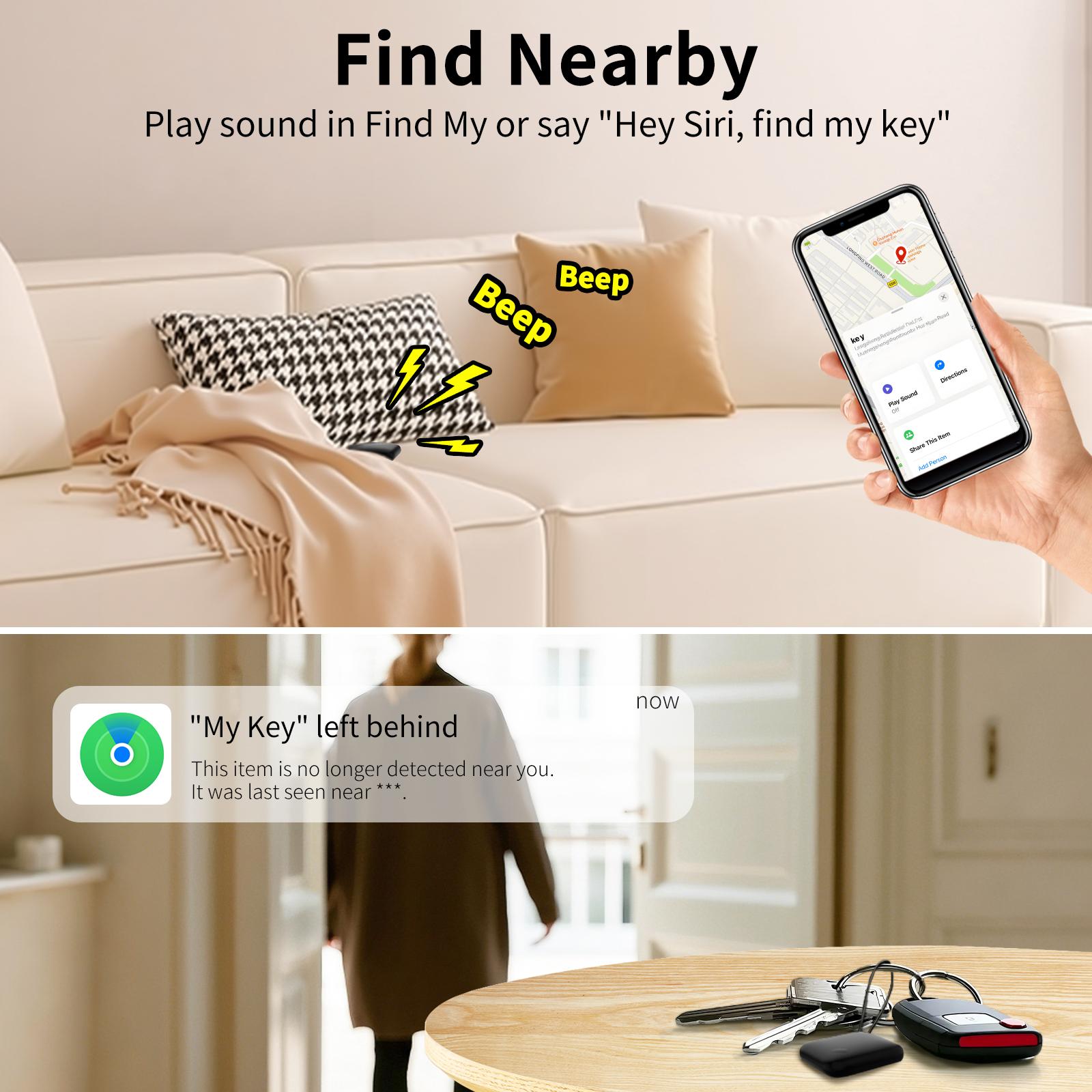 Air Tags, Smart Tag Works with Find My (iOS Only), Item Finder for Keys, Luggage, Suitcases, Wallets, Replaceable Battery, IP67 Waterproof, Worldwide Tracking, 60-80db, 4 Pack wireless key finder
