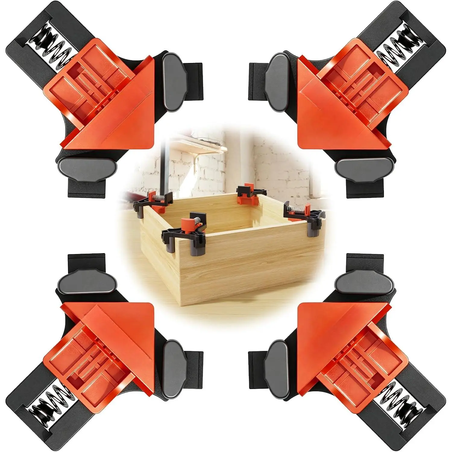 4 Pcs 90 Degree Corner Clamp Set, Adjustable Right Angle Clamps for Woodworking, Picture Frames, Cabinets and DIY Projects