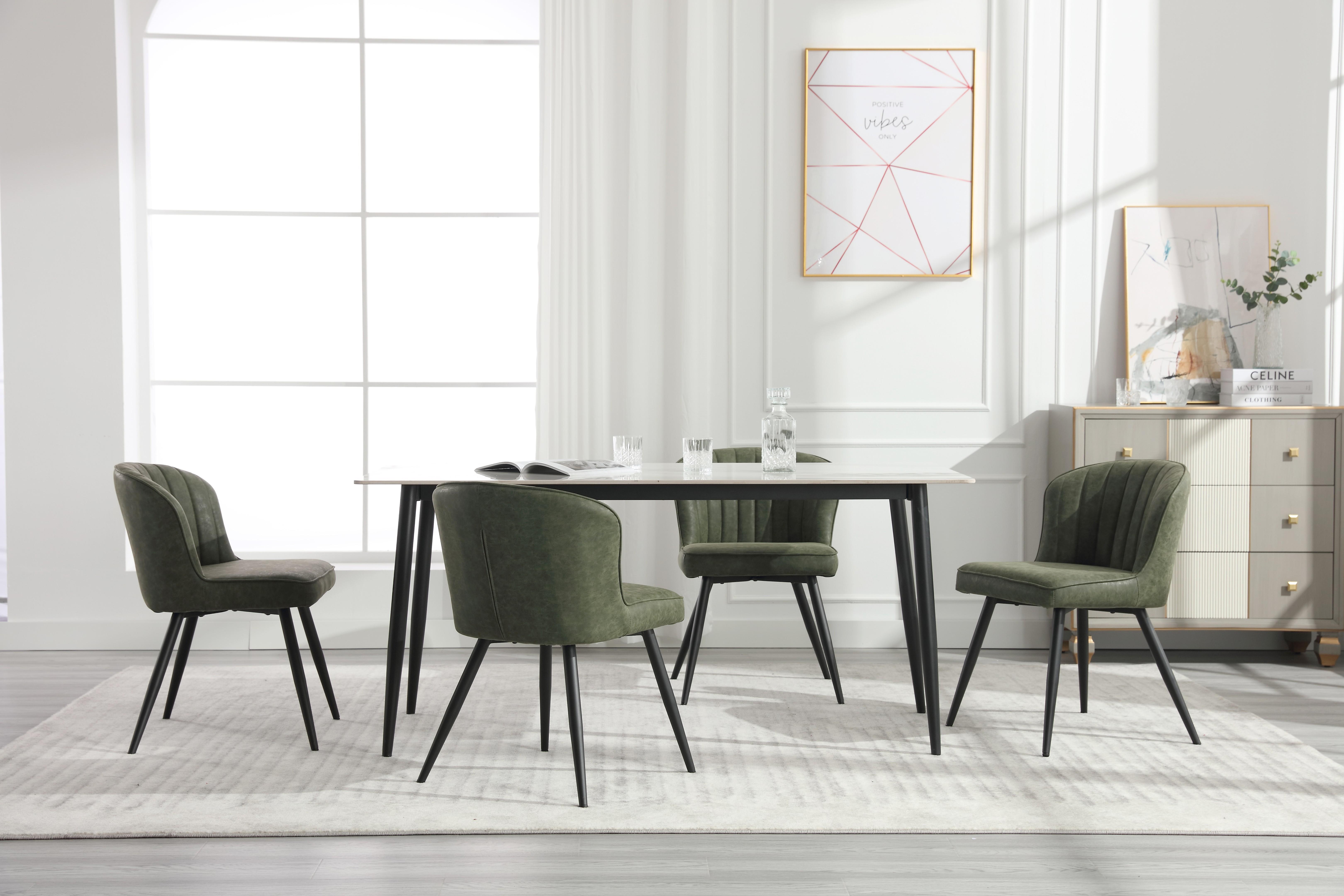 CHAIRUS Mid Century Modern Dining Chairs Set of 2, Faux Leather Upholstered Dining Chairs with Black Metal Legs, Comfy Armless Side Chairs for Living Room, Dining Room, Green CHAIRUS Mid Century Modern Dining Chairs Set of 2, Faux Leather Upholstered Dining Chairs with Black Metal Legs, Comfy Armless Side Chairs for Living Room, Dining Room, Green