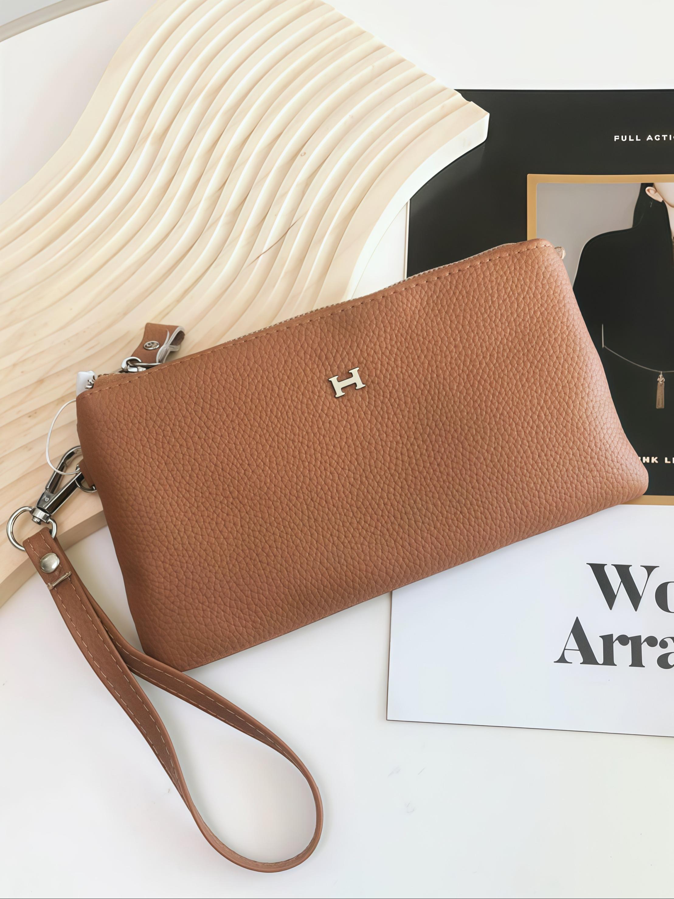 Women's Leather Handbag, Small Luxury Clutch Bag, Elegant Phone Holder Purse, New High-End Storage Design, Stylish Grip Handle