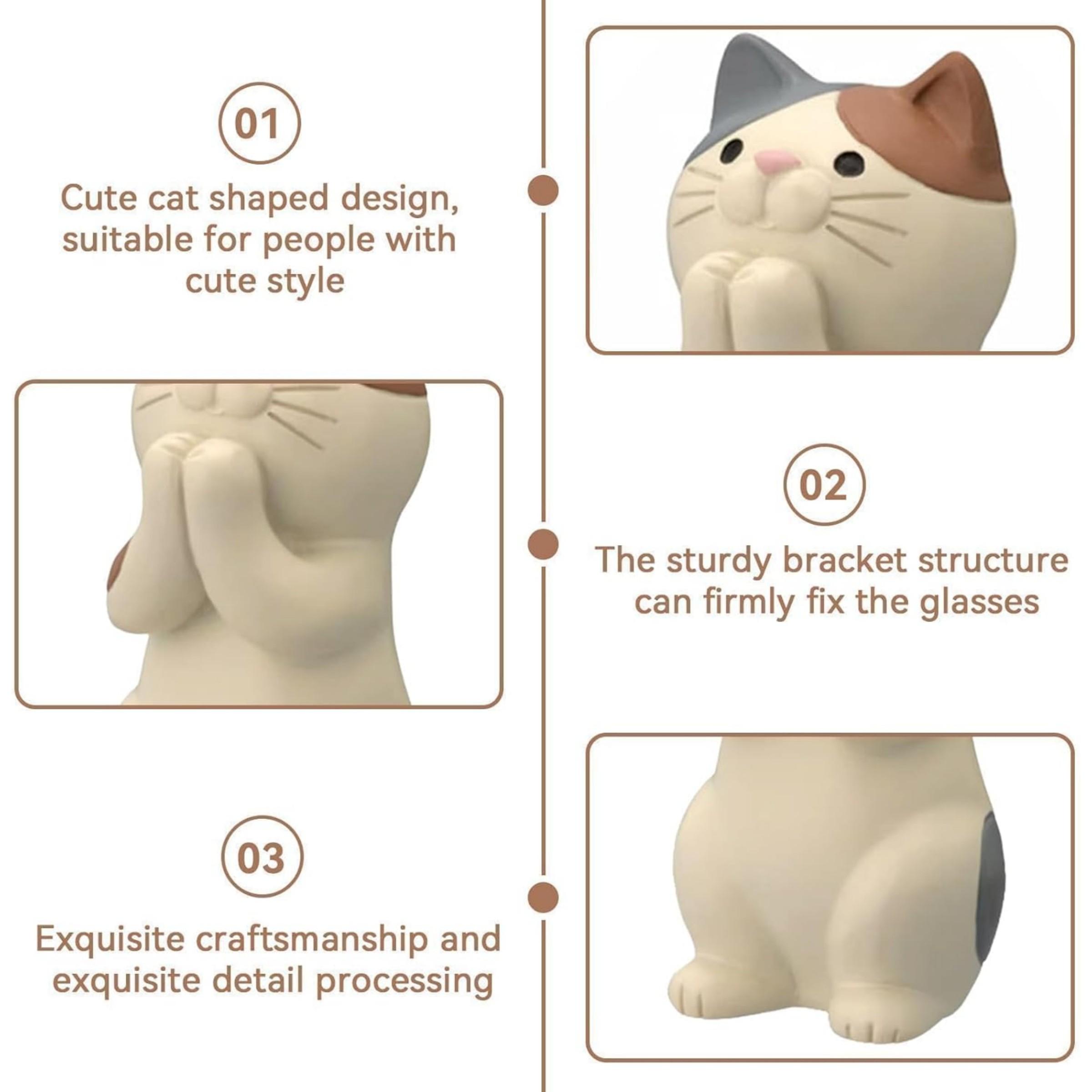 Cute Cat Design Charm Glasses Holder, 1 Count/10pcs Resin Ornament Eyeglass Glasses Holder, Creative Desktop Decoration for Home Living Room & Office & Coffee Shop