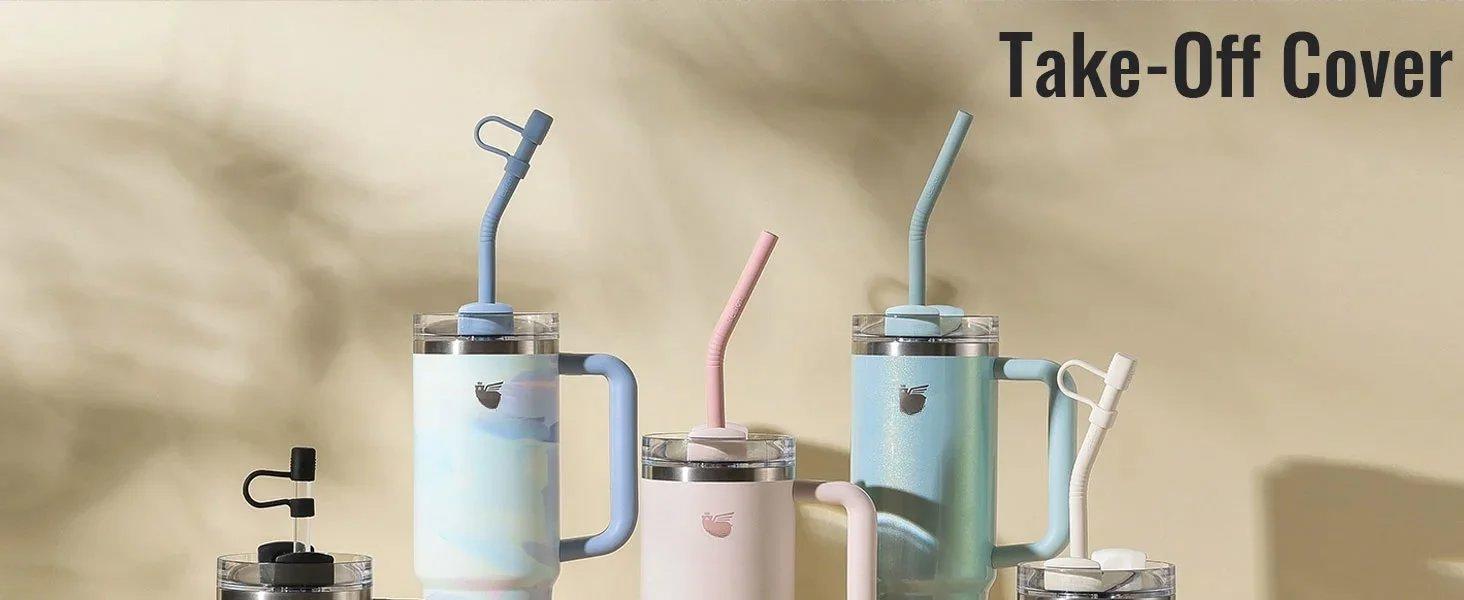 Pastel Color 14” Extra Long Silicone Replacement Straw for 40 oz Stanley Cup, Reusable Flexible Tall Giant Big Drinking Straw for Quencher Tumbler,1Gallon/64 oz Water Bottle,Hydro Jug-6 pack