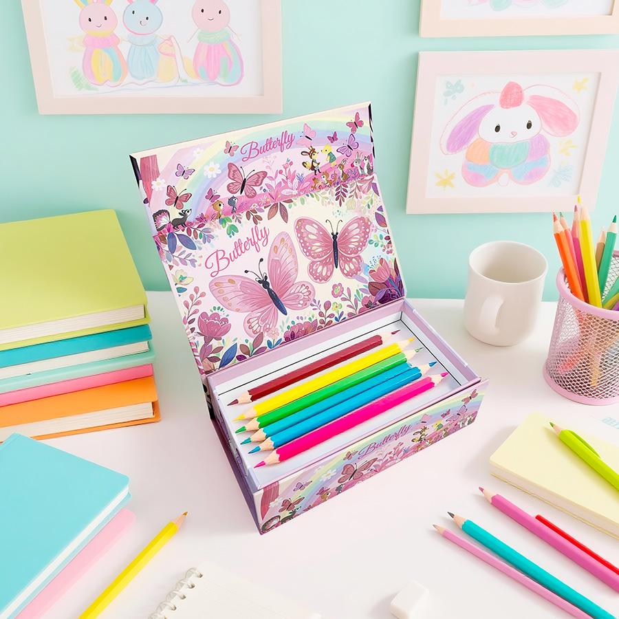 1pc Colorful Butterfly Pattern Gift Box Set, Cardboard Lidded Storage Bin, Floral Box for Decorative Use, Ideal for Jewelry Cosmetics Stationery Organization,  for Mother's Day Valentine's Day Christmas Thanksgiving Birthday Anniversary Gift Wrapping