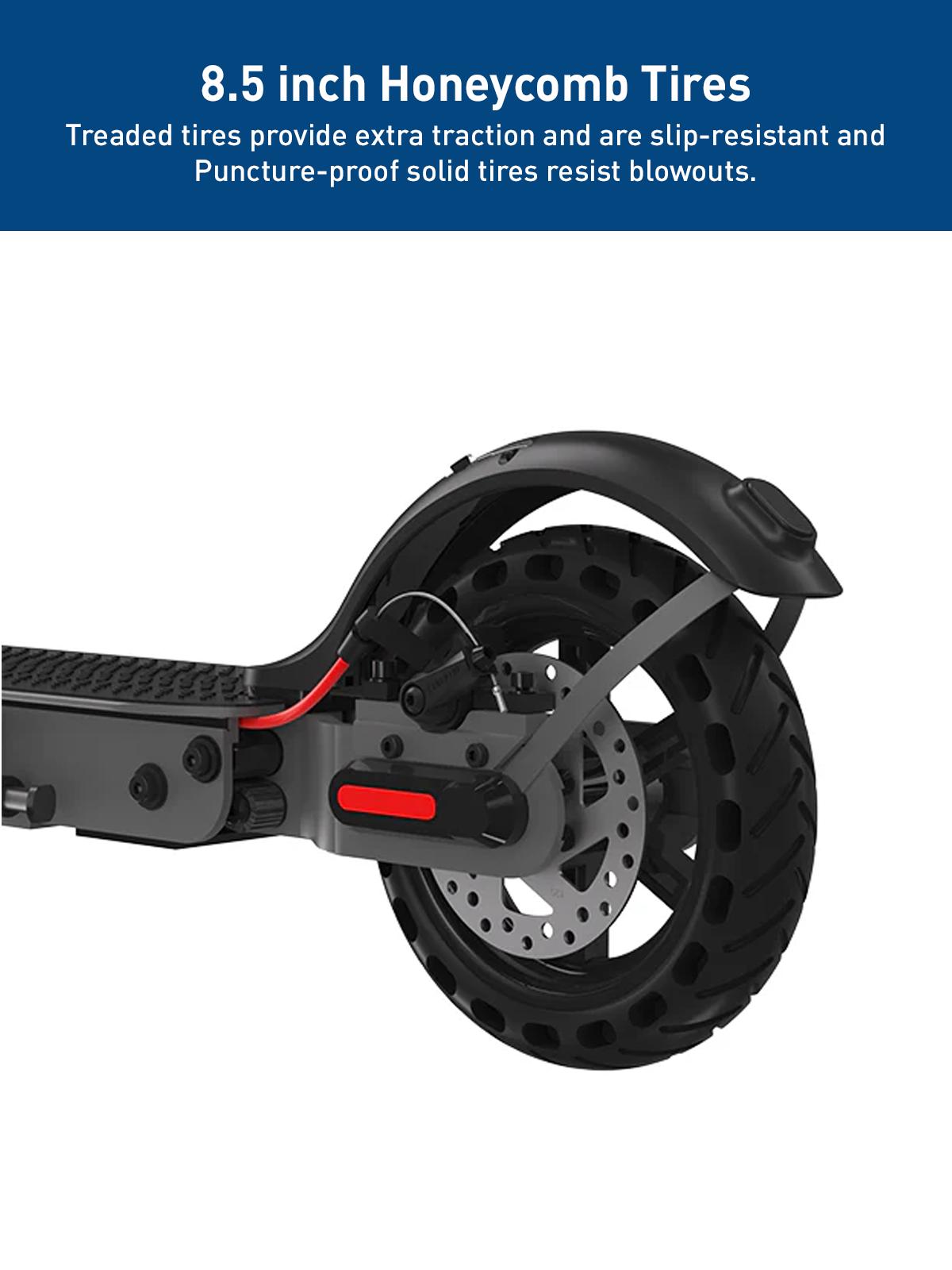 Hiboy S2 Electric Scooter,UL 2271 Certified，8.5" Tires, Up to 17 Miles Range, 350W Motor & 19 MPH Portable Folding Commuting Electric Scooter for Adults with Double Braking System and App Rear suspensions LED headlight + sidelight + taillight