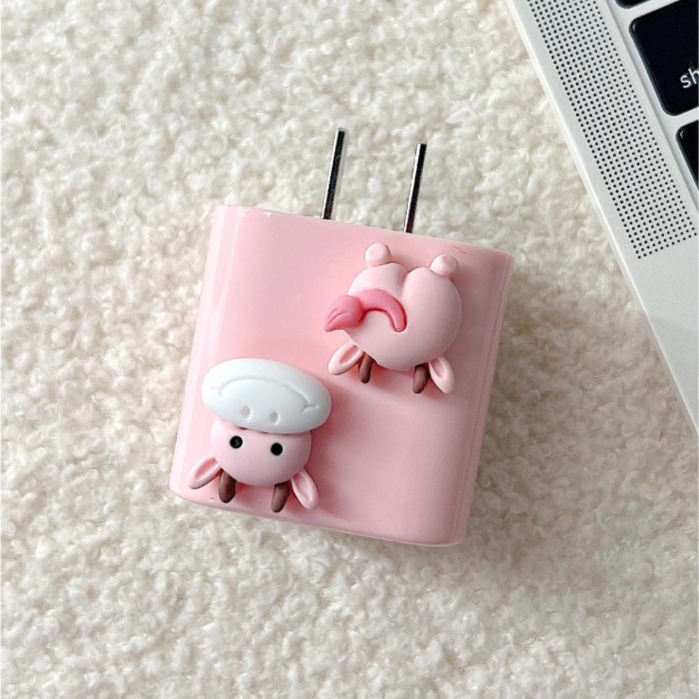 Cartoon cow cellphone charger protection cover, Cellphone accessory, data cable protection cover for iPhone 13/12/11 charger, winding device for 18/20W fast charging head to prevent breakage, gift for boyfriend/girlfriend