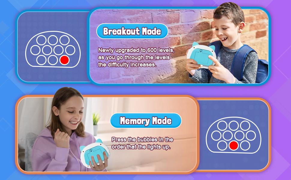 Fast Push Bubble Game, Stress Relief Toys, Decompression Breakthrough Puzzle Pop Button Gopher Game Machine, Novelty Fidget Toys Party Favor Gifts for Kids Adults, Handheld Toy for 3+ Year Old Boy Girl (Blue Cat)