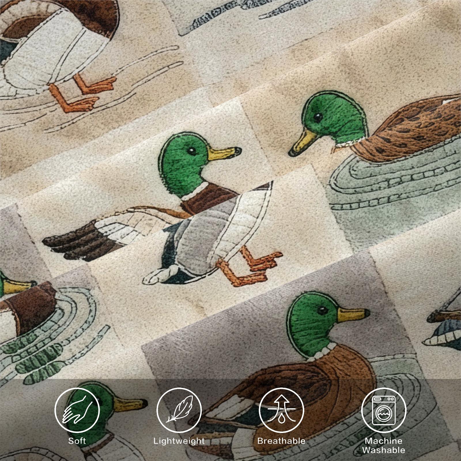 Duck Pattern Printed Bedding Set, Duck Pattern Duvet Set, Duck Design Bedding, Perfect for Adult Bedroom Decor, Includes 1 Fitted Sheet and 1 or 2 Pillowcases, No Core Included