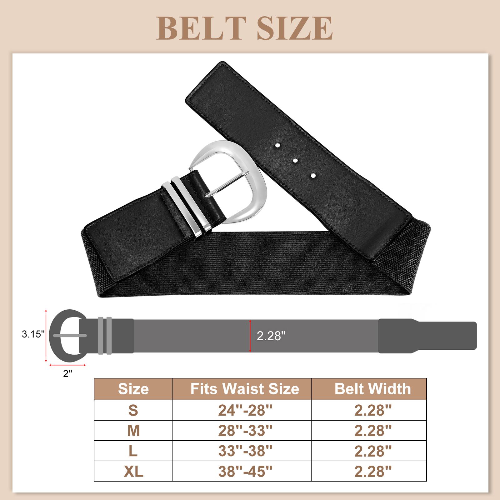 SUOSDEY Women Wide Elastic Waist Belt for Dresses Fashion Gold Buckle Stretchy Leather Waistband for Ladies