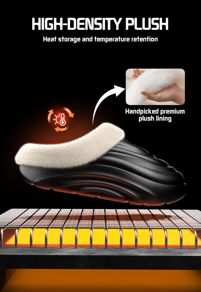 YASSIA Cozy Waterproof Fleece-Lined Winter Slides | Warm & Non-Slip Indoor Outdoor Slippers