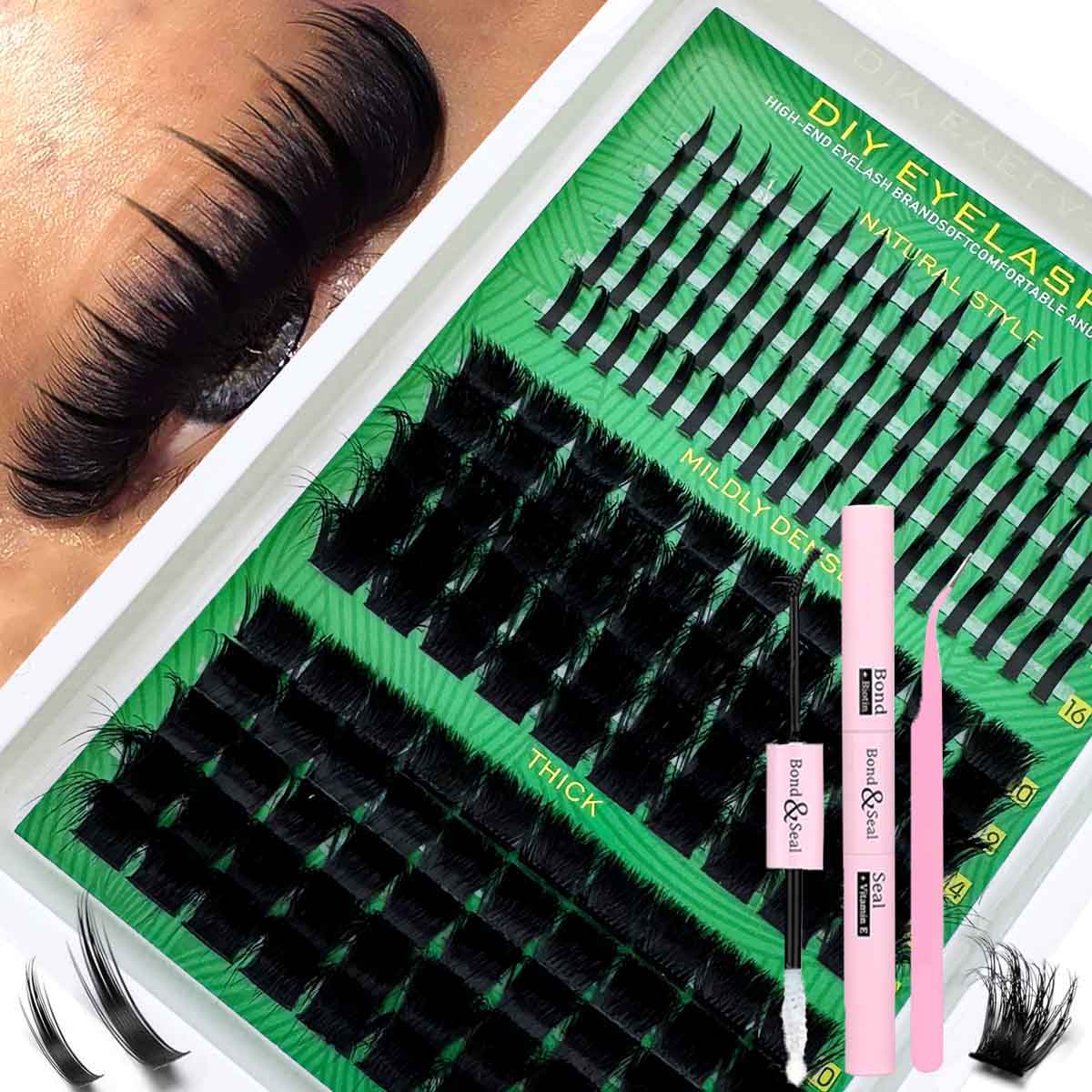 300D 200D 160D 120D 100D 80D 60D Lash Clusters, 290pcs/285pcs/255pcs/235pcs/190pcs, D Curl Natural Look, Individual Lashes Extension