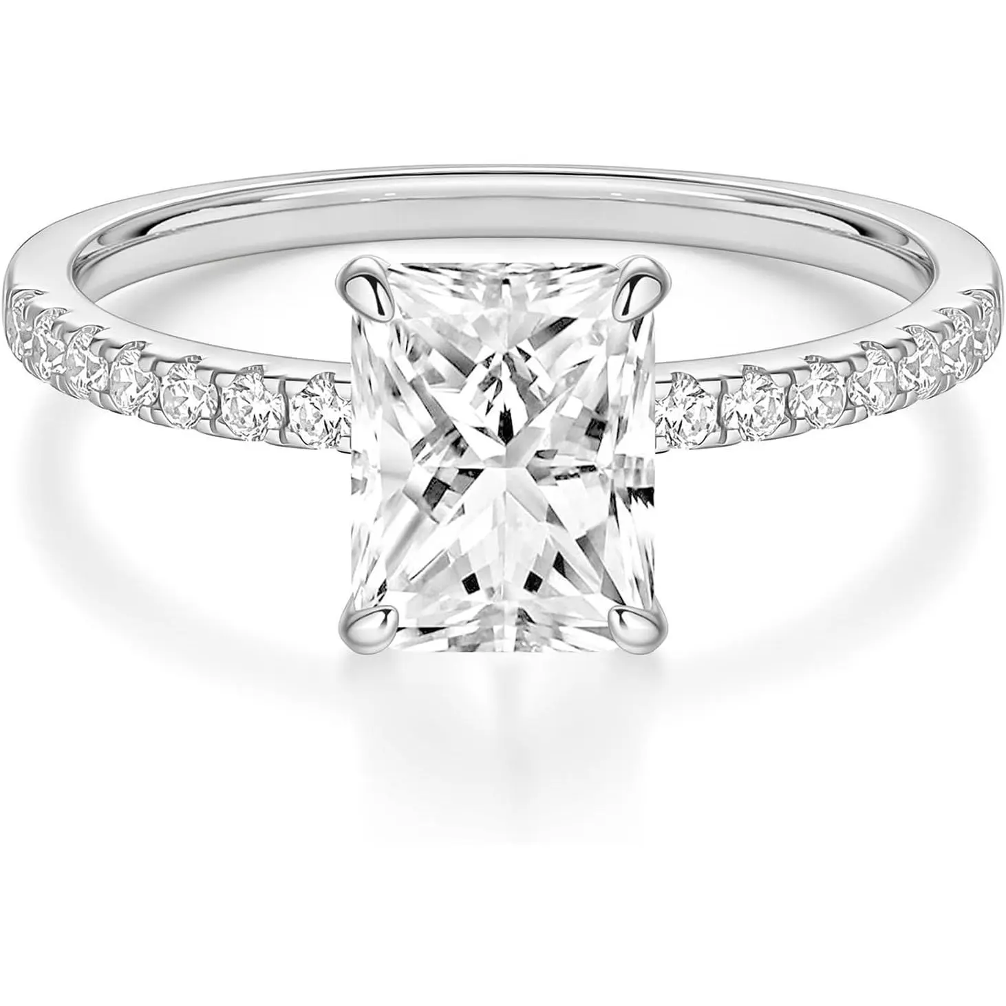 3CT Engagement Rings for Women Radiant Cut CZ Promise Wedding Bands Travel Ring Size 3-11