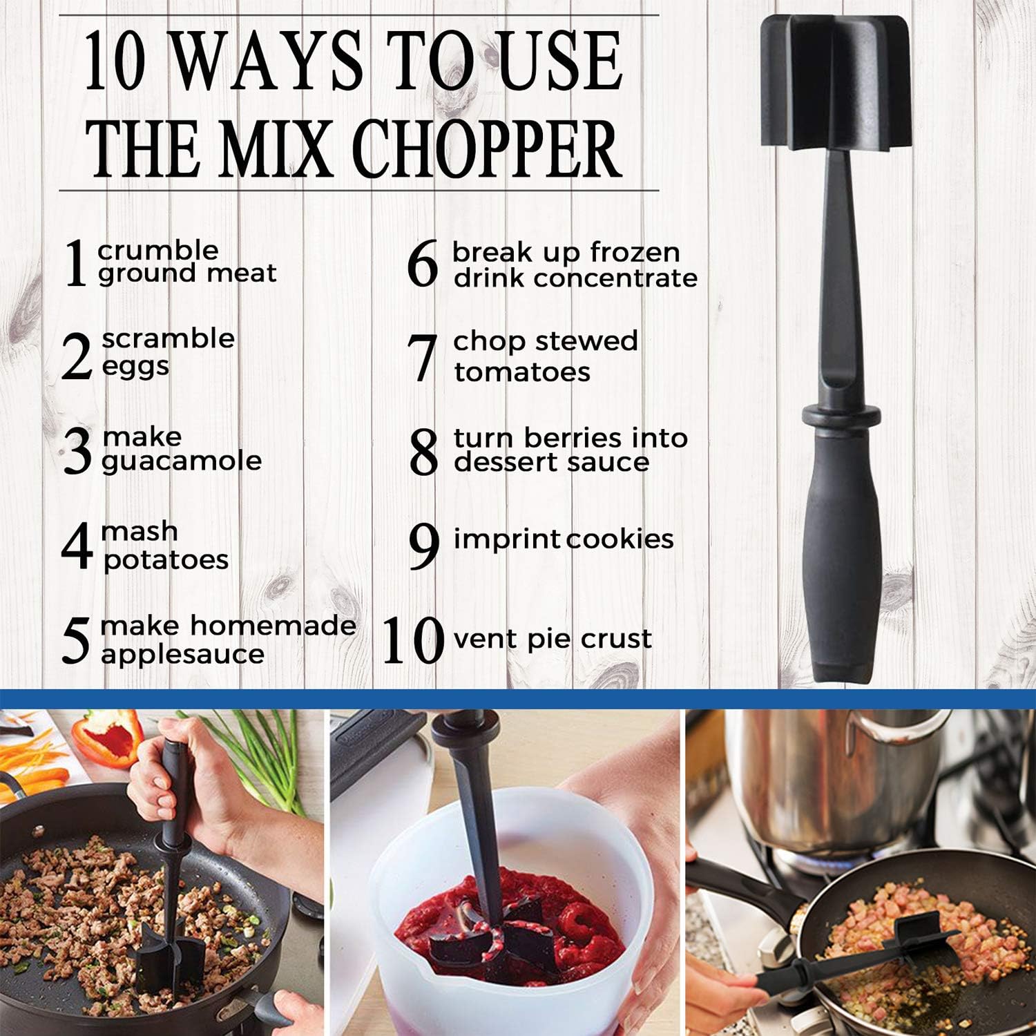 Meat , 5   Ground Beef Masher, Heat Resistant Meat Masher Tool for Hamburger Meat, Ground Beef, Turkey and , Nylon Hamburger  Utensil Non-scratch Utensils