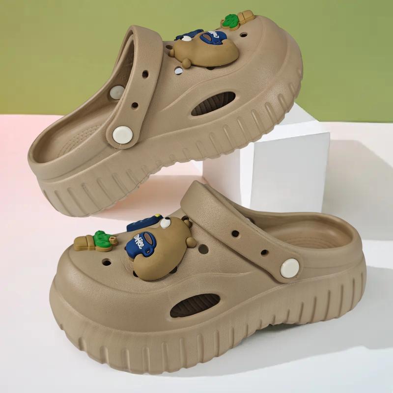 Women's Fashion Slippers Cute Style Design Non-slip Sole Comfortable Breathable Casual Shoes Beach Home Sandals Indoor Outdoor Wear Versatile Soft Slippers Walking Shoes Girl Footwear Flipflop Slide Black EVA Material