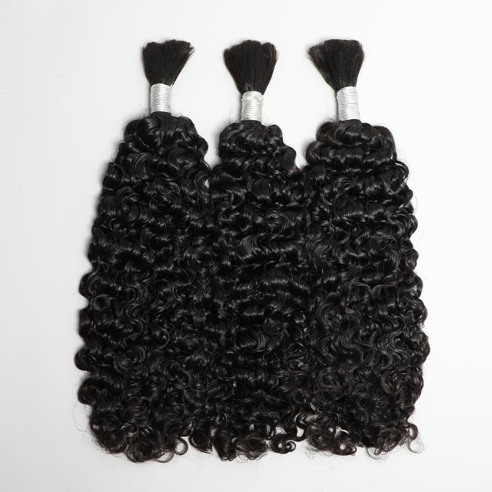 VIPbeauty Boho Human Braiding Hair Burmese Curly Bulk for Daughter/Friend For Bohemian Knotless Braids Natural Curly End No Weft 1/3 Bundles 100g/1 Bundles  1B Natural Black Salon-Quality