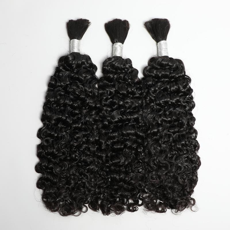 VIPbeauty Boho Human Braiding Hair Burmese Curly Bulk for Daughter/Friend For Bohemian Knotless Braids Natural Curly End No Weft 1/3 Bundles 100g/1 Bundles  1B Natural Black Salon-Quality